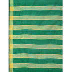 Generic Women's Cotton Silk Striped Saree With Unstitched Blouse 5.5Mtr (Light Green)