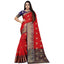 Generic Women's Silk Blend Woven Saree With Unstitched Blouse 5.5Mtr (Red-Blue)