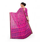 Generic Women's Georgette Floral Print Saree With Unstitched Blouse 5.5Mtr (Pink)