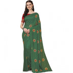 Generic Women's Silk Blend Embroidered Saree With Unstitched Blouse 5.5Mtr (Light Green)