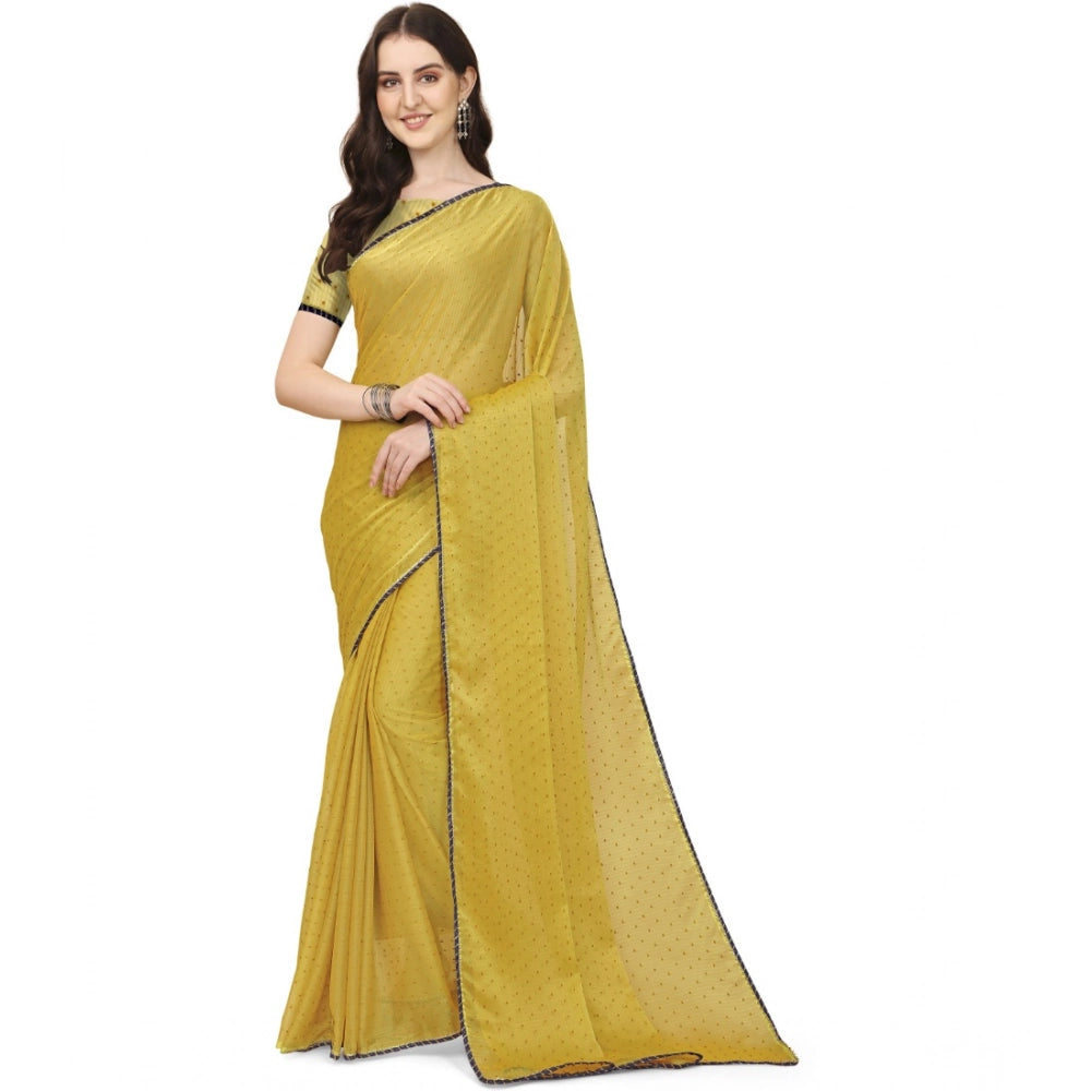Generic Women's Silk Blend Embellished Saree With Unstitched Blouse 5.5Mtr (Mustard) Main image