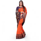 Generic Women's Silk Blend Woven Saree With Unstitched Blouse 5.5Mtr (Orange)