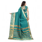 Generic Women's Jacquard Woven Saree With Unstitched Blouse 5.5Mtr (Blue)