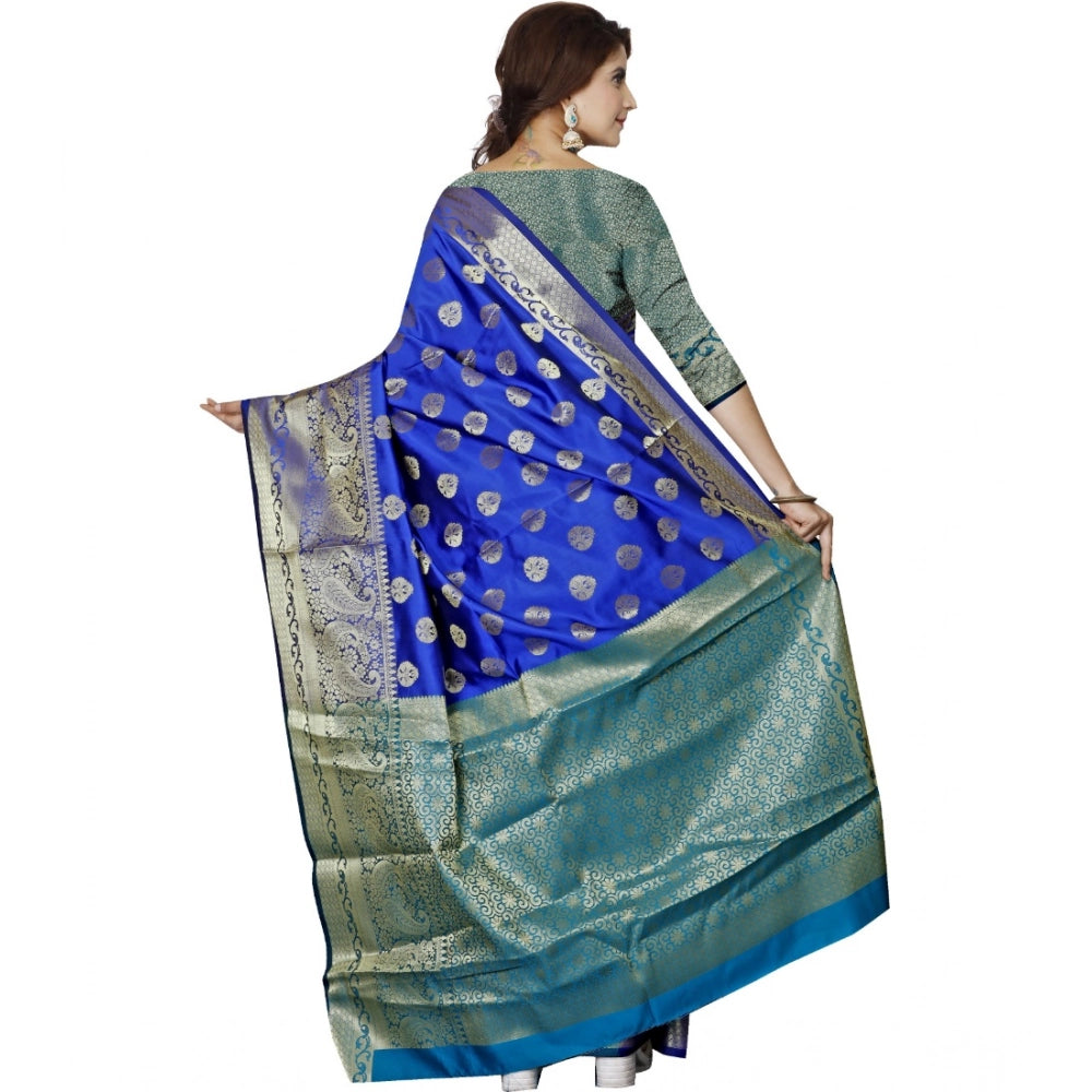 Generic Women's Jacquard Woven Saree With Unstitched Blouse 5.5Mtr (Multicolor) Secondary image