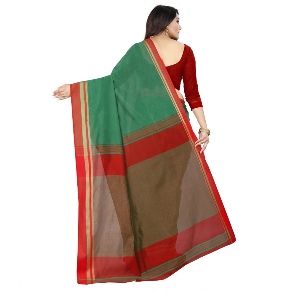 Generic Women's Silk Blend Woven Saree With Unstitched Blouse 5.5Mtr (Green) Secondary image