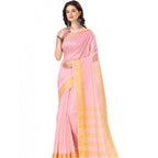 Generic Women's Cotton Silk Striped Saree With Unstitched Blouse 5.5Mtr (Multicolor)