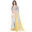 Generic Women's Cotton Silk Striped Saree With Unstitched Blouse 5.5Mtr (Silver)