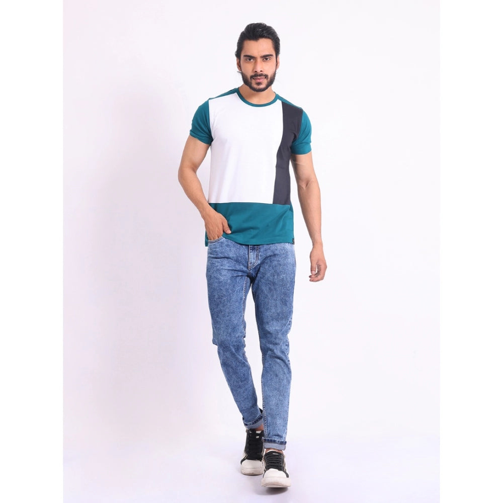 Generic Men's Casual Cotton Printed Round Neck Half Sleeve T-Shirt (Green) Secondary image