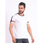 Generic Men's Casual Cotton Printed Round Neck Half Sleeve T-Shirt (White)