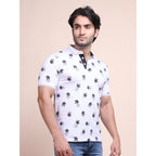 Generic Men's Casual Cotton Printed Polo Neck Half Sleeve T-Shirt (White)
