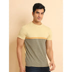 Generic Men's Casual Cotton Printed Round Neck Half Sleeve T-Shirt (Brown)