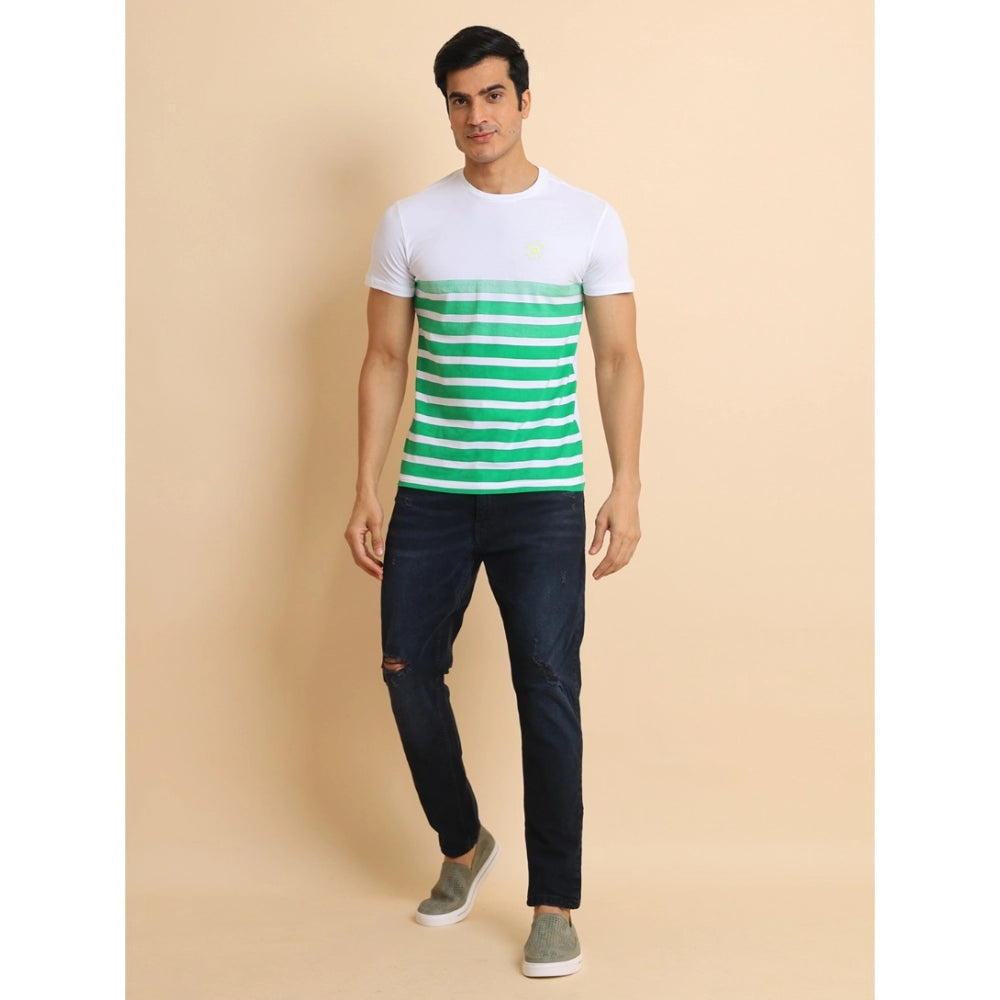 Generic Men's Casual Cotton Printed Round Neck Half Sleeve T-Shirt (Green) Secondary image