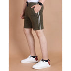 Generic Men's Casual Cotton Striped Above knee Shorts (Olive)