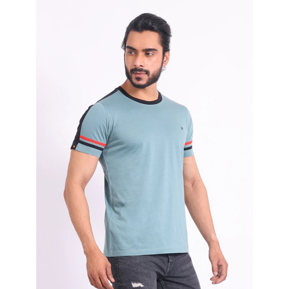 Generic Men's Casual Cotton Printed Round Neck Half Sleeve T-Shirt (Grey)