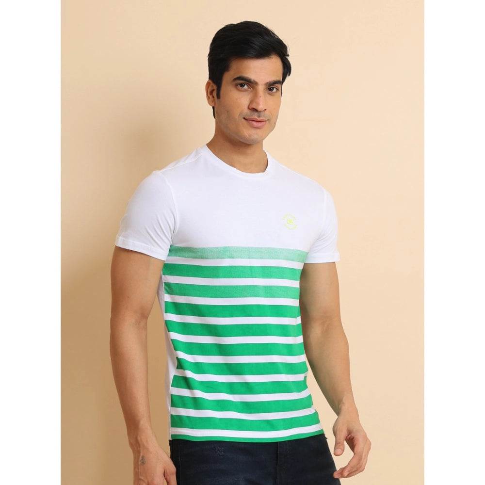 Generic Men's Casual Cotton Printed Round Neck Half Sleeve T-Shirt (Green)