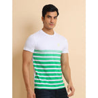 Generic Men's Casual Cotton Printed Round Neck Half Sleeve T-Shirt (Green)
