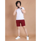 Generic Men's Casual Cotton Striped Above knee Shorts (Maroon)