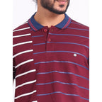Generic Men's Casual Cotton Printed Polo Neck Half Sleeve T-Shirt (Purple)