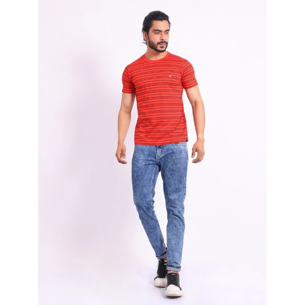 Generic Men's Casual Cotton Printed Round Neck Half Sleeve T-Shirt (Red) Secondary image