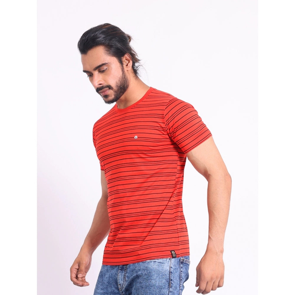 Generic Men's Casual Cotton Printed Round Neck Half Sleeve T-Shirt (Red)
