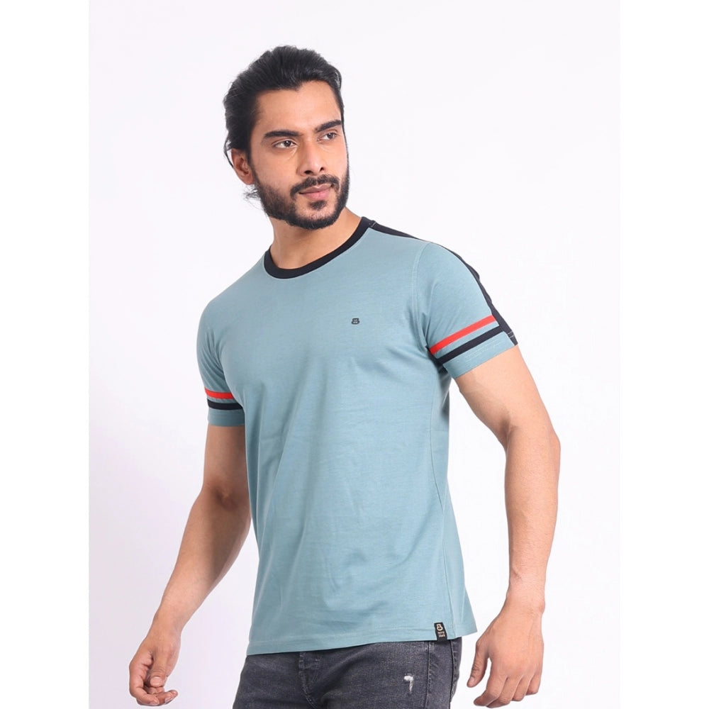 Generic Men's Casual Cotton Printed Round Neck Half Sleeve T-Shirt (Grey)