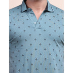 Generic Men's Casual Cotton Printed Polo Neck Half Sleeve T-Shirt (Grey)