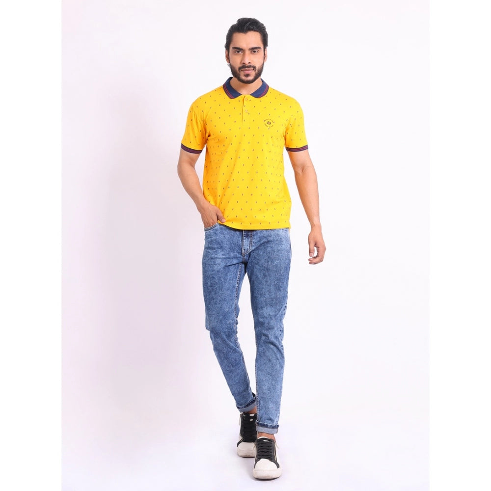 Generic Men's Casual Cotton Printed Polo Neck Half Sleeve T-Shirt (Turmeric) Secondary image