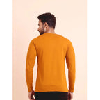 Generic Men's Casual Cotton Solid V Neck Full Sleeve T-Shirt  (Mustard)