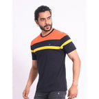 Generic Men's Casual Cotton Printed Round Neck Half Sleeve T-Shirt (Black)