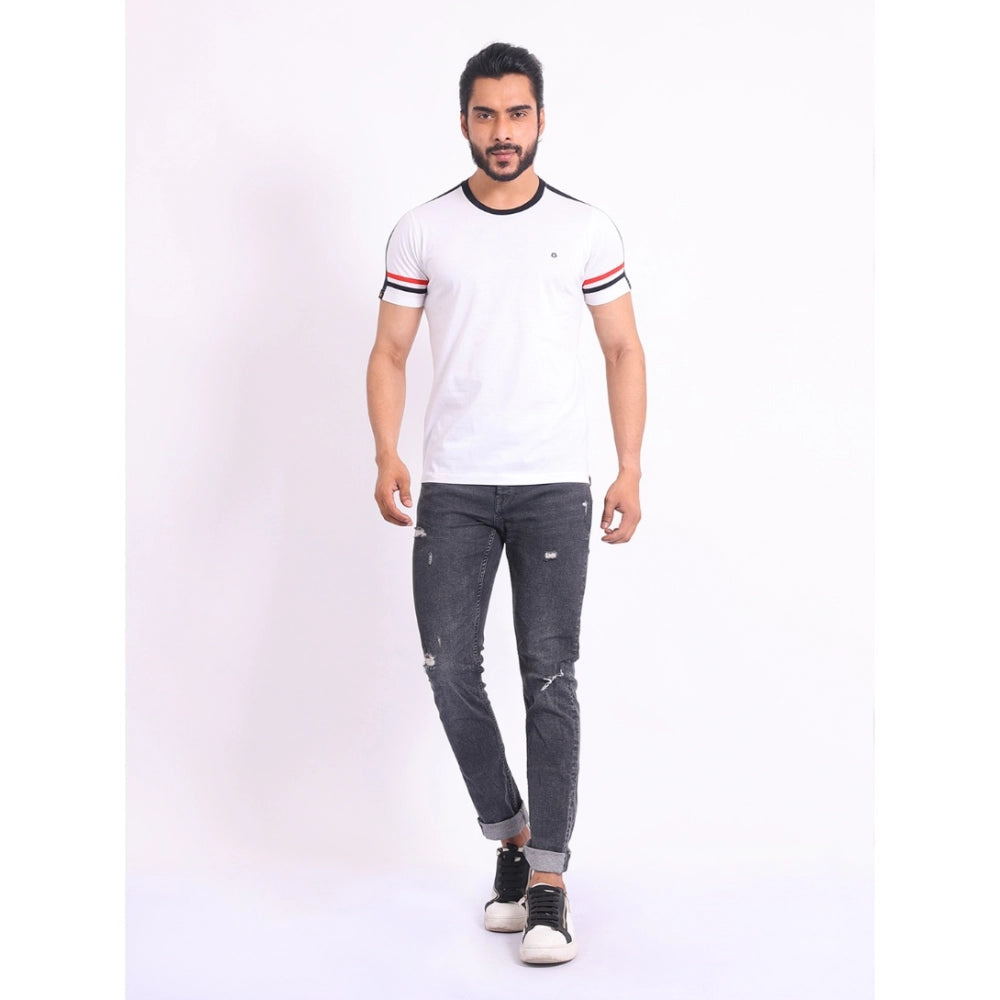 Generic Men's Casual Cotton Printed Round Neck Half Sleeve T-Shirt (White) Secondary image