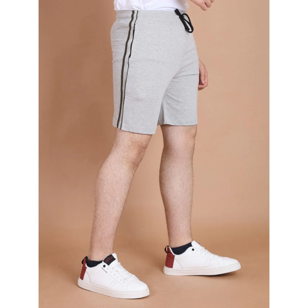 Generic Men's Casual Cotton Striped Above knee Shorts (Greymelange)