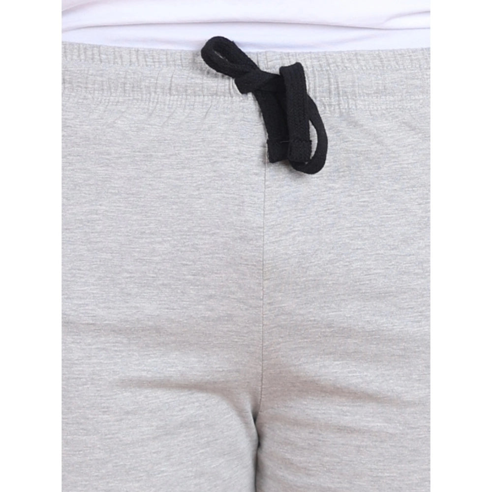 Generic Men's Casual Cotton Striped Above knee Shorts (Greymelange)
