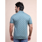 Generic Men's Casual Cotton Printed Polo Neck Half Sleeve T-Shirt (Grey)