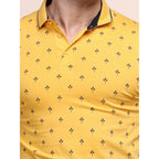 Generic Men's Casual Cotton Printed Polo Neck Half Sleeve T-Shirt (Mustard)