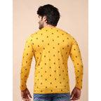 Generic Men's Casual Cotton Printed Round Neck Full Sleeve T-Shirt (Mustard)