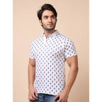 Generic Men's Casual Cotton Printed Polo Neck Half Sleeve T-Shirt (White)