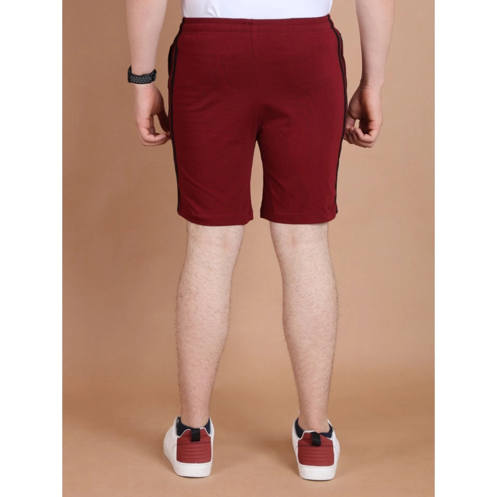 Generic Men's Casual Cotton Striped Above knee Shorts (Maroon)