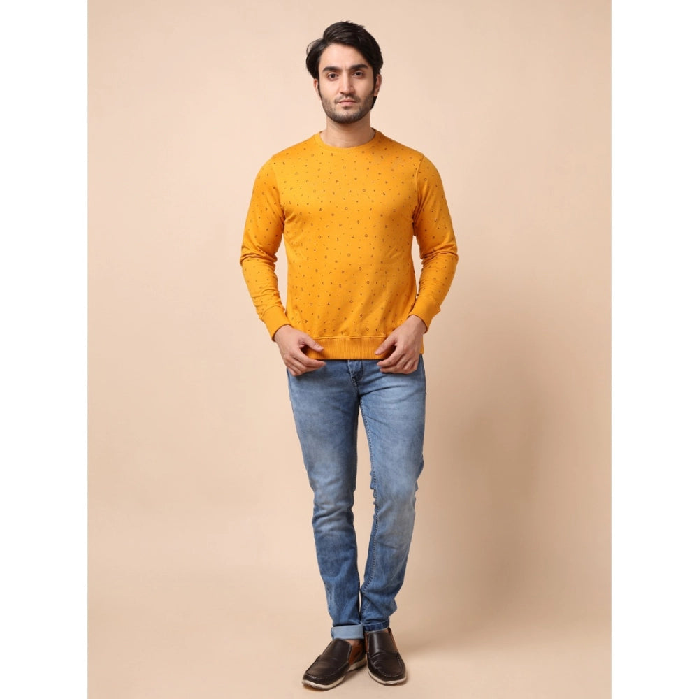 Generic Men's Casual Cotton Printed Round Neck Full Sleeve Sweat T-Shirt (Mustard) Secondary image