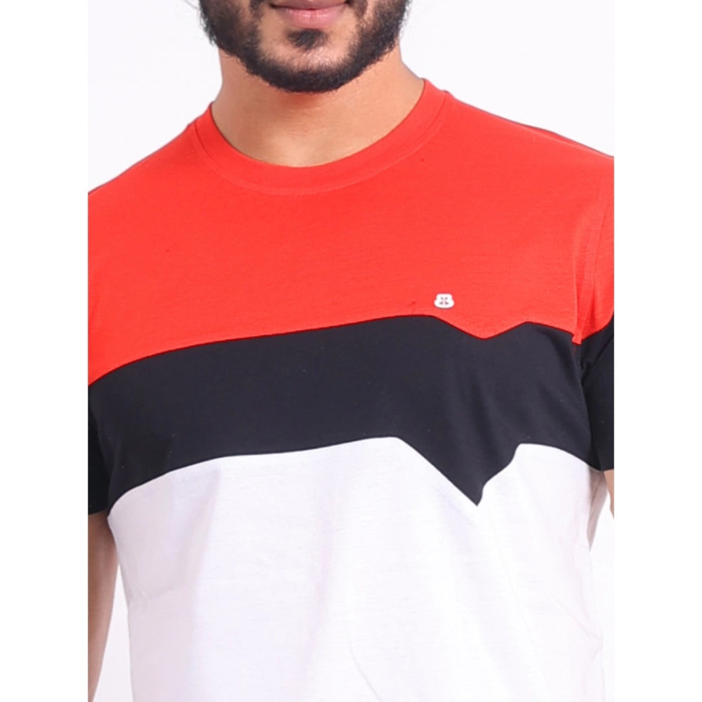 Generic Men's Casual Cotton Printed Round Neck Half Sleeve T-Shirt (Red)