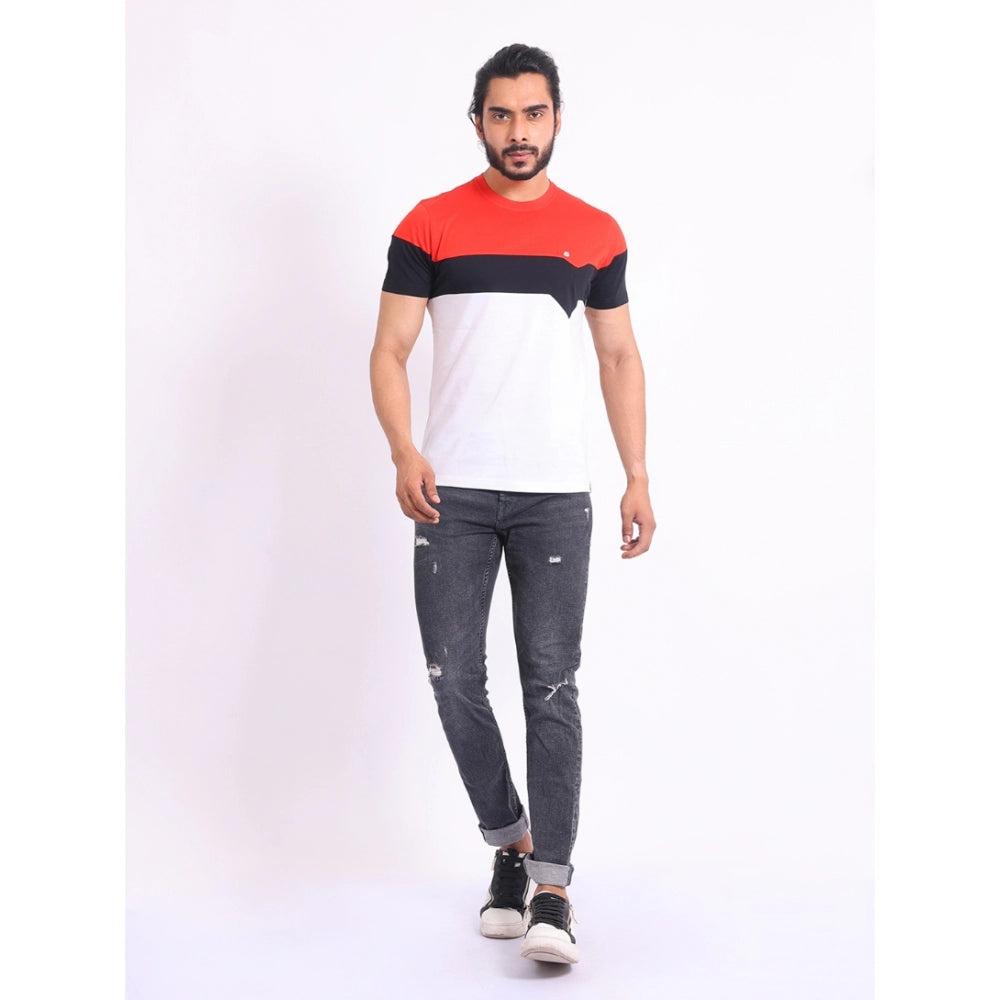 Generic Men's Casual Cotton Printed Round Neck Half Sleeve T-Shirt (Red) Secondary image