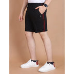 Generic Men's Casual Cotton Striped Above knee Shorts (Black)