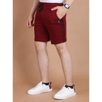 Generic Men's Casual Cotton Striped Above knee Shorts (Maroon)