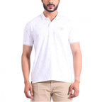 Generic Men's Casual Cotton Printed Polo Neck Half Sleeve T-Shirt (White)