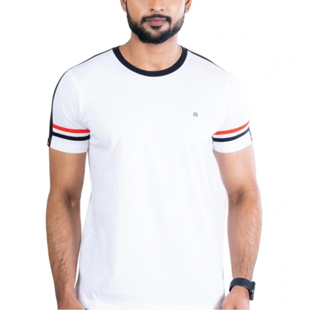 Generic Men's Casual Cotton Printed Round Neck Half Sleeve T-Shirt (White) Main image