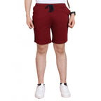 Generic Men's Casual Cotton Striped Above knee Shorts (Maroon)