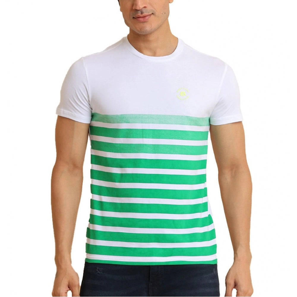 Generic Men's Casual Cotton Printed Round Neck Half Sleeve T-Shirt (Green) Main image