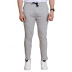 Generic Men's Casual Cotton Striped Full Length Track Pant (Greymelange)