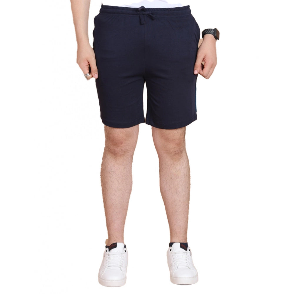 Generic Men's Casual Cotton Striped Above knee Shorts (Navy) Main image
