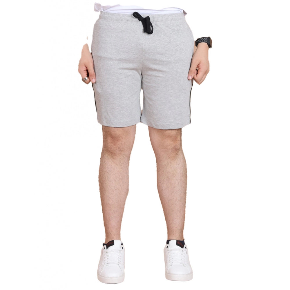 Generic Men's Casual Cotton Striped Above knee Shorts (Greymelange) Main image