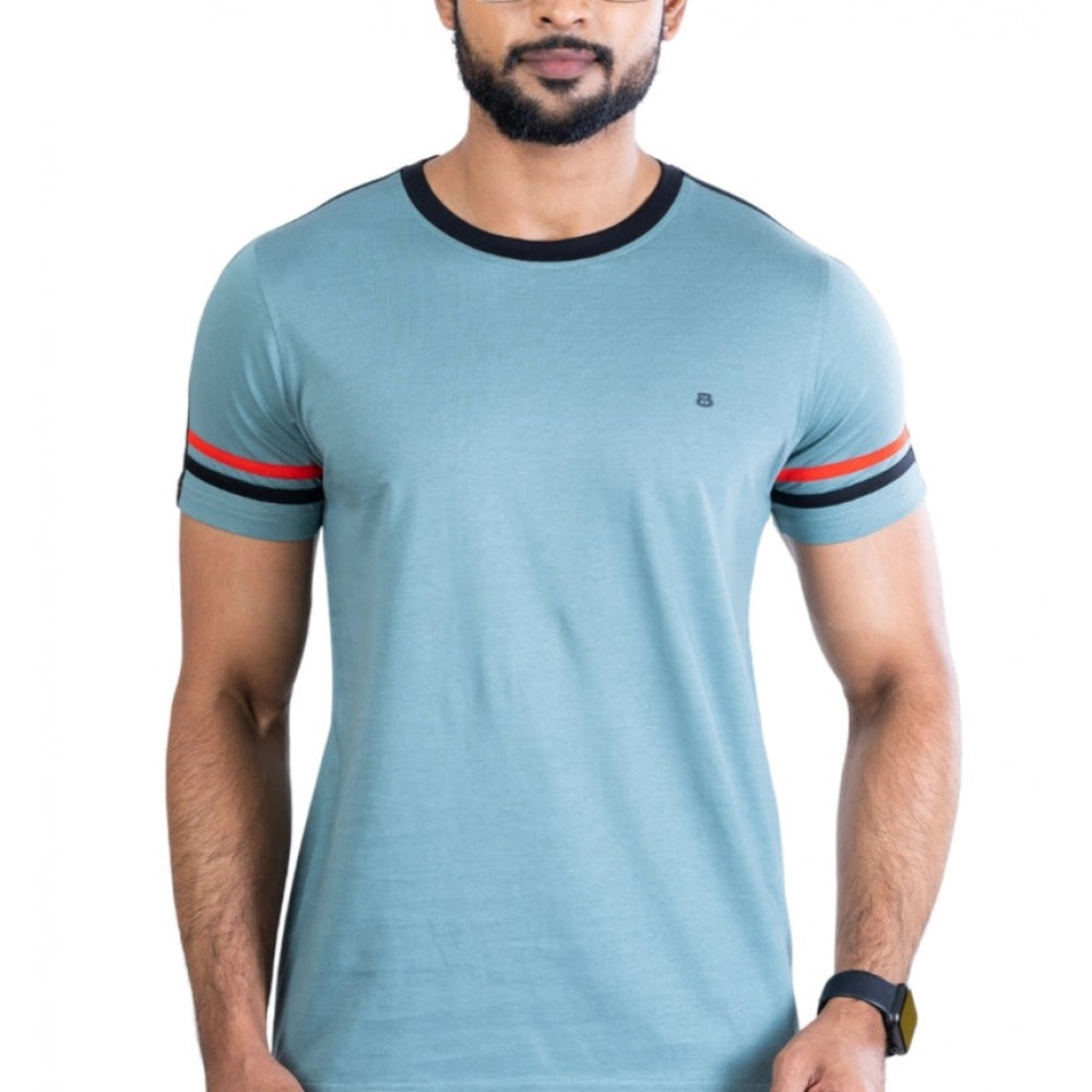 Generic Men's Casual Cotton Printed Round Neck Half Sleeve T-Shirt (Grey)